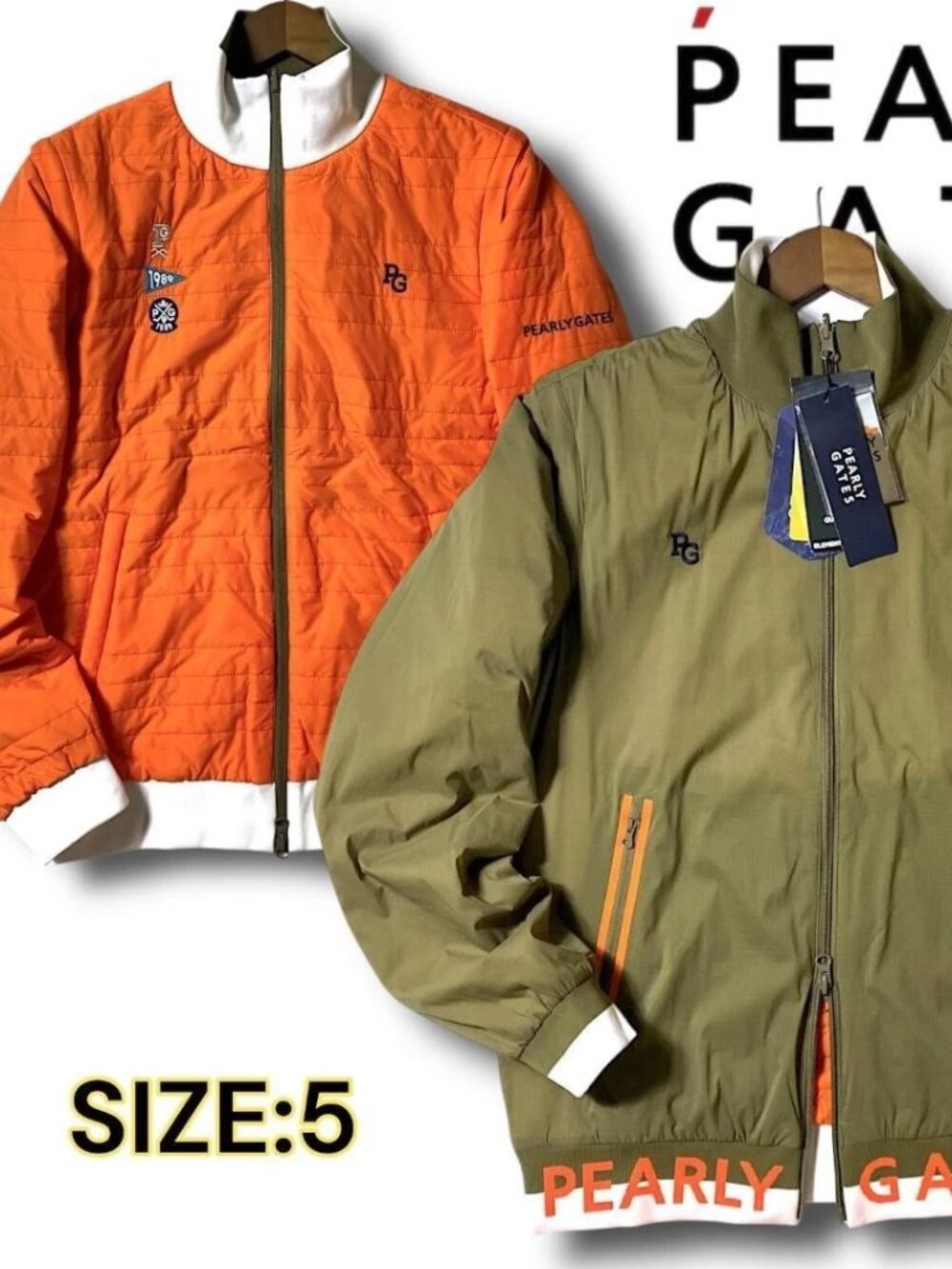 PEARLY GATES Men's Reversible Khaki & Orange Golf Jacket/Vest  Size 5 (L) 10808